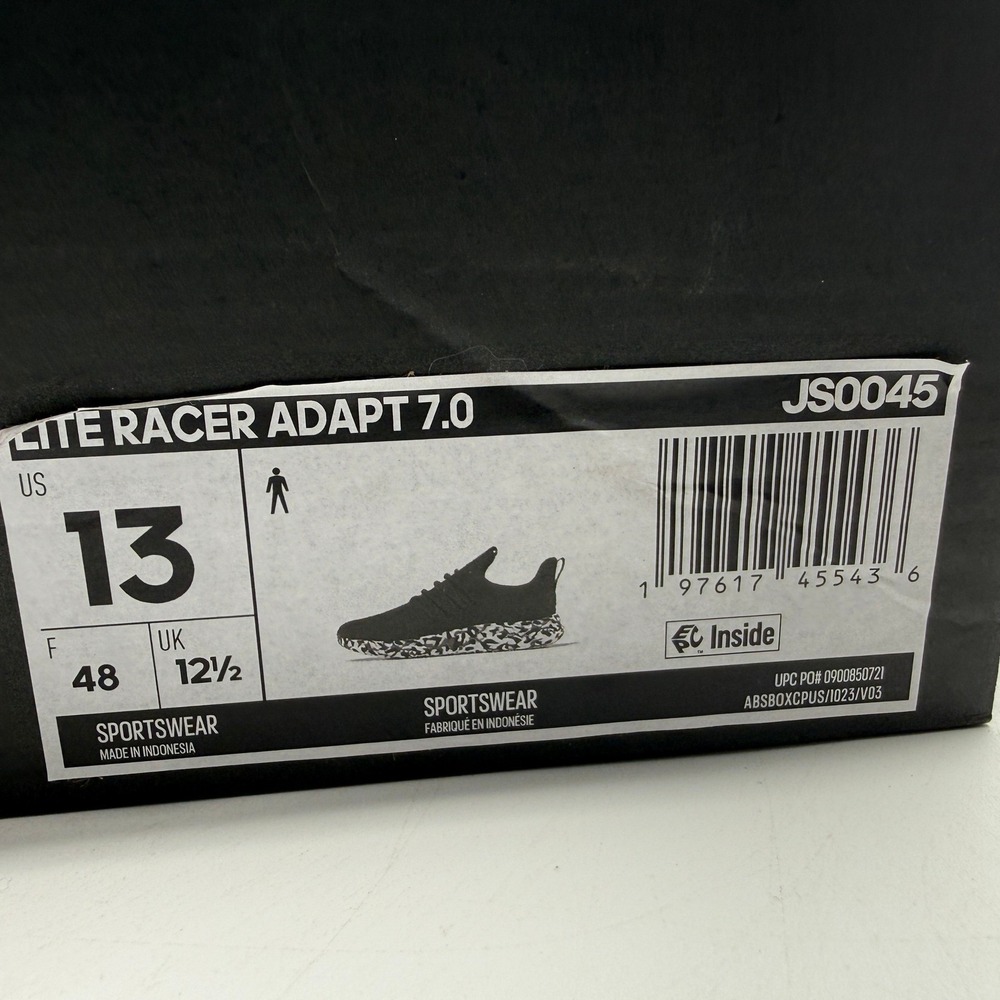 Adidas Lite Racer Adapt 7.0 Men 13 Black Cloudfoam Camo Sole JS0045 - Picture 2 of 7